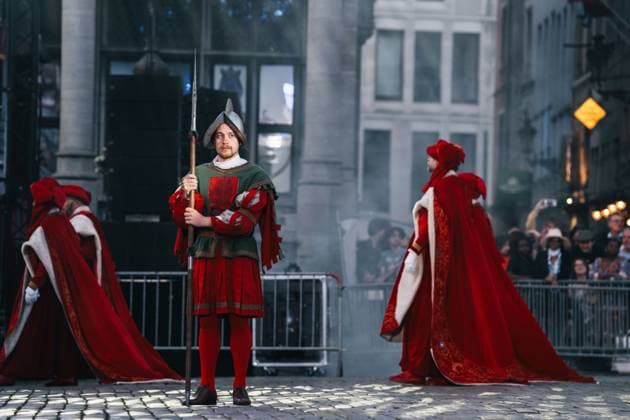 the Ommegang Oppidi Bruxellensis historical parade in the city center of Brussels, Friday 03 July 2026. This parade is an historical reenactment of the entry of Charles the fifth (Charles Quint - Keizer Karel) in Brussels in 1549. MARIUS BURGELMAN  MariusxBurgelman 180290371