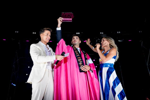 Celebration of the 19th Mr. Gay Spain Gala at MADO: Omar Suárez, Kevin Carrera, and Luján Argüelles during the pageant and musical show for the 19th Mr. Gay Spain Gala, on July 3, 2026, in Madrid, Spain. The event—one of the central and most popular highlights of the capital’s official LGBTIQ Pride festival program—takes place on the main stage in Plaza de Espana to select the new national representative, combining visibility for the community, the candidates’ stories of overcoming adversity, and live artistic performances. A Pé MADRID, Spain MADRID, Spain Spain  Copyright: xA.xPÃ rezxMecax 7642733
