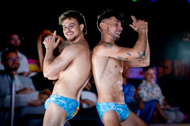 Celebration of the 19th Mr. Gay Spain Gala at MADO: José María Uceda and Israel de San Secundino during the pageant and musical show at the 19th Mr. Gay Spain Gala, on July 3, 2026, in Madrid, Spain. The event, one of the central and most popular highlights of the capital’s official LGBTIQ Pride festival program, takes place on the main stage in Plaza de Espana to select the new national representative, combining the community’s visibility, the candidates’ stories of overcoming adversity, and live artistic performances. A Pé MADRID, Spain MADRID, Spain Spain  Copyright: xA.xPÃ rezxMecax 7642745