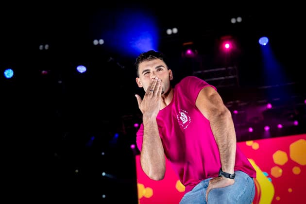 Celebration of the 19th Mr. Gay Spain Gala by MADO’s Kevin Carrera during the pageant and musical show for the 19th Mr. Gay Spain Gala, on July 3, 2026, in Madrid, Spain. The event, one of the central and most popular highlights of the capital’s official LGBTIQ Pride festival program, takes place on the main stage in Plaza de Espana to select the new national representative, combining visibility for the community, the candidates’ stories of overcoming adversity, and live artistic performances. A Pé MADRID, Spain MADRID, Spain Spain  Copyright: xA.xPÃ rezxMecax 7642788