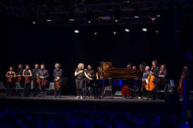 IPA86357103 - Giovanni Allevi performs live with the strings of the Orchestra Sinfonica Italiana during Giovanni Allevi - Piani e Archi - Summer 2026, a music concert in Bollate (Milan), Italy, on July 3, 2026  Copyright: xGiuseppexSpinozzi LiveMediax xx 86357103