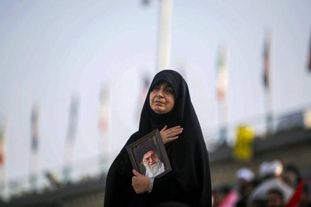 Thousands gather in Tehran for farewell ceremony of former Iranian Supreme Leader Ali Khamenei TEHRAN, IRAN - JULY 4: A mourner holds a portrait of former Iranian Supreme Leader Ali Khamenei during a farewell ceremony at Imam Khomeini Mosalla Mosque in Tehran, Iran, on July 4, 2026. Khamenei lost his life in a joint U.S.-Israeli attack on Iran on Feb. 28. Fatemeh Bahrami Anadolu Tehran Iran. Editorial use only. Please get in touch for any other usage.  Copyright: x2026xAnadoluxFatemehxBahramix