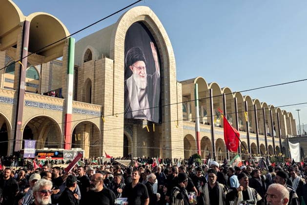 IRAN, TEHRAN - JULY 4, 2026: People gather outside the Grand Mosalla of Tehran (Imam Khomeini Mosalla of Tehran) ahead of the state funeral of Iranian Supreme Leader Ayatollah Ali Khamenei. Khamenei was killed in a joint US-Israeli airstrike on February 28. Mark Kiselev TASS  94643693