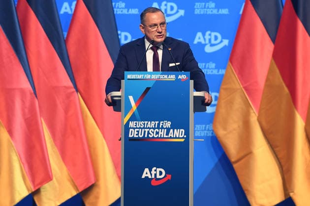 17. Bundesparteitag der Alternative für Deutschland am 04.07.2026 in der Messe Erfurt in Erfurt Tino Chrupalla ( Bundessprecher AfD ) während der Eröffnungsrede *** 17th Federal Party Convention of the Alternative for Germany on July 4, 2026, at the Erfurt Exhibition Center in Erfurt; Tino Chrupalla, Federal Spokesperson for the AfD, during his opening remarks xRx