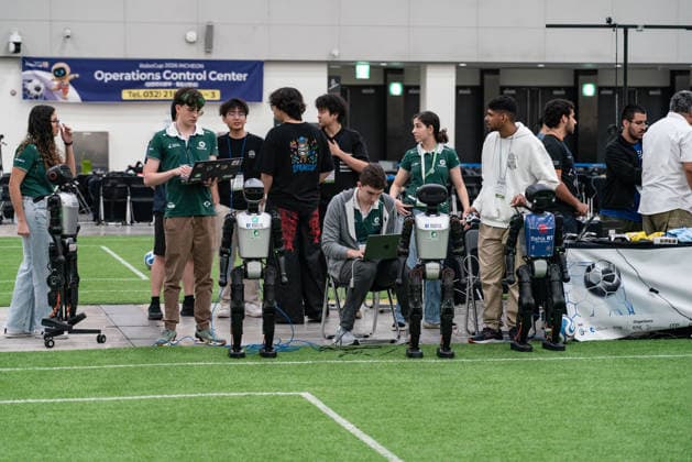 July 4, 2026, Incheon, South Korea: Participants seen checking robots for a robot soccer match during the Humanoid soccer league at Songdo ConvensiA. RoboCup 2026 INCHEON is happening from July 2 to July 6 at Songdo ConvensiA. The event was first held in 1997 and is the world™s largest robot soccer competition and a global challenge dedicated to build a better future through artificial intelligence and robotic technologies. Incheon South Korea  - ZUMAs197 20260704_aaa_s197_013 Copyright: xSimonxShinx