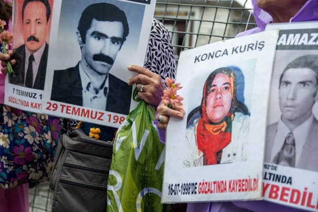 July 4, 2026, Istanbul, Istanbul, Turkey: Members of the Saturday Mothers and the Human Rights Association s Commission Against Enforced Disappearances hold the 1110th weekly vigil at Galatasaray Square in Istanbul, Turkey, on July 4, 2026. During the gathering, participants demanded justice for Hasan Gulunay, who disappeared after allegedly being detained in 1992, marking the 34th anniversary of his disappearance. Protesters called for an effective investigation, disclosure of his fate, and accountability for those responsible, while reiterating demands for justice for all victims of enforced disappearance in Turkey. Istanbul Turkey  - ZUMAt171 20260704_zip_t171_003 Copyright: xAbdullahxTepelix