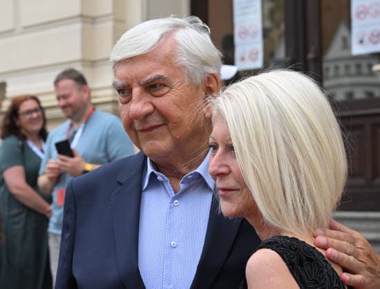 The 60th Karlovy Vary International Film Festival continued on its second day, in Karlovy Vary, Czech Republic, on July 4, 2026. A delegation of filmmakers premiered the film Gregorius, the Chosen One at the Municipal Theatre. On the photo is seen Czech actor Miroslav Donutil, left, and his wife Zuzana Donutilova. (CTKxPhoto SlavomirxKubes) CTKPhotoP2026070403720  CTKPhotoP2026070403720