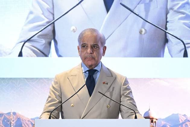 Turkiye-Pakistan Business and Investment Forum ISTANBUL, TURKIYE - JULY 04: Pakistani Prime Minister Shehbaz Sharif speaks during the Turkiye-Pakistan Business and Investment Forum in Besiktas district of Istanbul, Turkiye on July 04, 2026. Berke Bayur Anadolu Istanbul Turkey. Editorial use only. Please get in touch for any other usage.  Copyright: x2026xAnadoluxBerkexBayurx