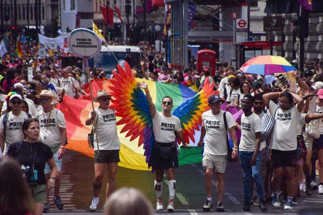 July 4, 2026, London, England, United Kingdom: Participants pass through Piccadily during the Pride In London parade. London United Kingdom - ZUMAv130 20260704_zip_v130_003 Copyright: xVukxValcicx