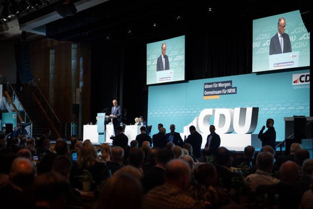 CDU Landesparteitag des Landes Nordrhein-Westfalen in Duesseldorf Bundeskanzler Friedrich Merz bei seiner Rede auf dem CDU Landesparteitag des Landes Nordrhein-Westfalen im Maritim Hotel in NRW, Duesseldorf, 04.07.2026 Duesseldorf Nordrhein-Westfalen Deutschland *** CDU State Party Convention of North Rhine-Westphalia in Düsseldorf; Federal Chancellor Friedrich Merz delivering his speech at the CDU State Party Convention of North Rhine-Westphalia at the Maritim Hotel in Düsseldorf, North Rhine-Westphalia, July 4, 2026; Düsseldorf, North Rhine-Westphalia, Germany