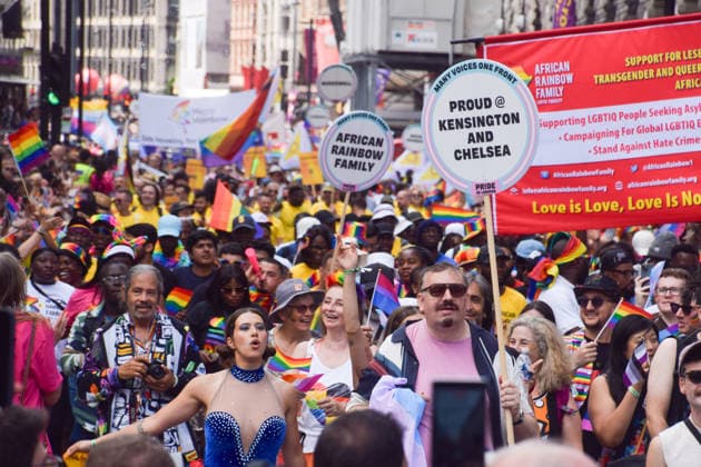 July 4, 2026, London, England, United Kingdom: Thousands of participants pass through Piccadilly during the Pride In London parade. London United Kingdom - ZUMAv130 20260704_zip_v130_013 Copyright: xVukxValcicx