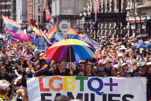 July 4, 2026, London, England, United Kingdom: Participants from LGBTQ Families pass through Piccadilly during the Pride In London parade. London United Kingdom  - ZUMAv130 20260704_zip_v130_029 Copyright: xVukxValcicx