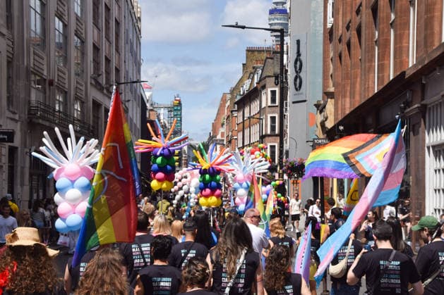 July 4, 2026, London, England, United Kingdom: Revellers pack the streets in Soho during the Pride In London parade. London United Kingdom - ZUMAv130 20260704_zip_v130_032 Copyright: xVukxValcicx