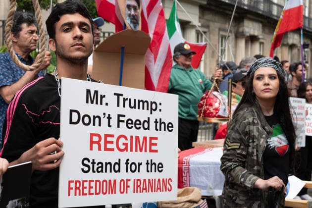 July 4, 2026, Edinburgh, Scotland, UK: Members of ScotlandÃ¢â‚¬â ¢s Iranian community opposed to the Islamic Republic demonstrated outside the U.S. Consulate in Edinburgh under the banner Ã¢â‚¬oeDonÃ¢â‚¬â ¢t Deal With TerroristsÃ¢â‚¬Â. Held to coincide with AmericaÃ¢â‚¬â ¢s Independence Day, the protestors argued that engaging with IranÃ¢â‚¬â ¢s Islamic Republic is contrary to AmericaÃ¢â‚¬â ¢s values and ideals. Edinburgh UK - ZUMAs357 20260704_zip_s357_028 Copyright: xCameronxScottx