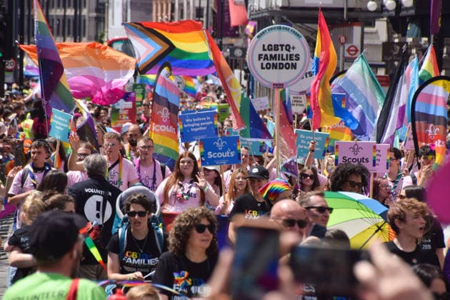 Pride In London Parade 2026 - 04 Jul 2026 Thousands of participants pass through Piccadilly with banners, flags and signs during the Pride In London parade. London United Kingdom Copyright: xVukxValcicx xSOPAxImagesx VukValcicPride2026_53