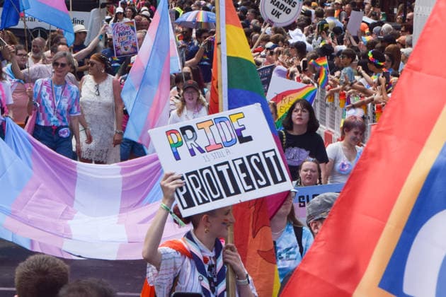 July 4, 2026, London, United Kingdom: A participant holds a placard stating Pride is still a protest during the Pride In London parade. London United Kingdom  - ZUMAs197 20260704_aaa_s197_069 Copyright: xVukxValcicx