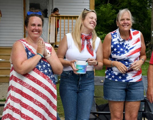 July 4, 2026, Racine, Wisconsin, USA: KRISTIN GIBSON, left, KIMBERLY GIBSON, and JULIE GIBSON watch as Racine, Wisconsin hosts its 90th annual 4th of July parade on Main Street July 4, 2026.The theme was Ã¢â‚¬oeHappy 250 America. Racine USA  - ZUMAh154 20260704_znp_h154_001 Copyright: xMarkxHertzbergx