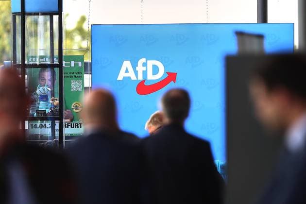Erfurt, Thüringen, Deutschland, 04.07.2026: Messe: AfD-Bundesparteitag: Logo *** Erfurt, Thuringia, Germany, July 4, 2026 AfD National Party Convention Logo Copyright: xdtsxNachrichtenagenturx dts_126377