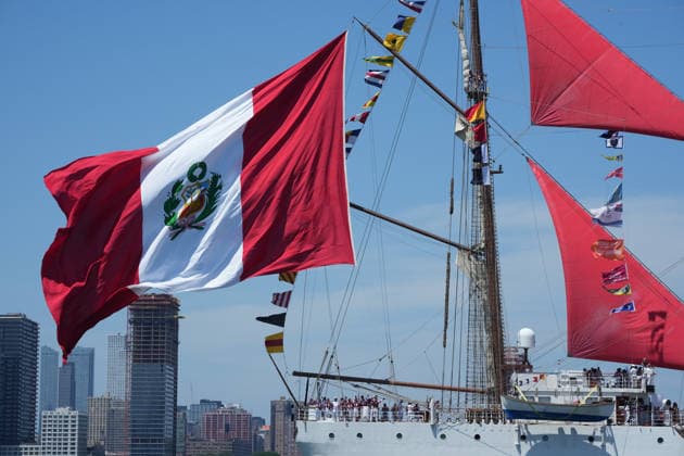 July 4, 2026, New Yok, New York, USA: Peru s ship Bap Union during a celebration of America s 250th birthday, a parade of tall ships sail into New York Harbor and up the Hudson River on July 4th, 2026 in New York. New Yok USA - ZUMAb148 20260704_zap_b148_006 Copyright: xBryanxSmithx