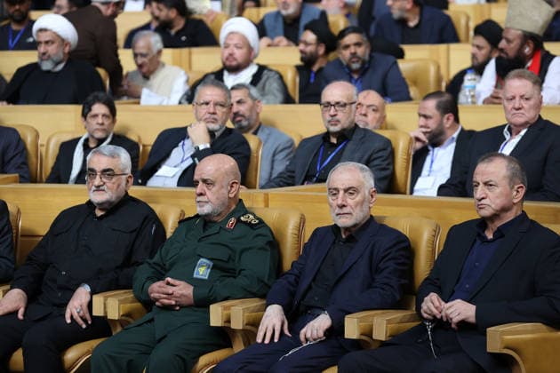 Iranian President Masoud Pezeshkian TEHRAN, IRAN - JULY 04: ( RESTRICTIONS: NO Access Israel Media Persian Language TV Stations Outside Iran Strictly No Access BBC Persian VOA Persian Manoto TV Iran International TV ) (----EDITORIAL USE ONLY – MANDATORY CREDIT - IRANIAN PRESIDENCY HANDOUT - NO MARKETING NO ADVERTISING CAMPAIGNS - DISTRIBUTED AS A SERVICE TO CLIENTS----) Major General Ali Abdollahi (2nd L), commander of the Khatam al-Anbiya Central Headquarters, attends the Leader of Resistance: Imam Khomeini International Conference where Iranian President Masoud Pezeshkian delivered a speech in Tehran, Iran, on July 4, 2026. Iranian Presidency Handout Anadolu Tehran Iran. Editorial use only. Please get in touch for any other usag  Copyright: x2026xAnadoluxIranianxPresidencyx xHandoutx