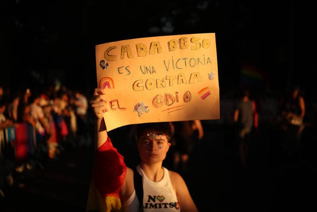 2026 National LGBTI Pride Parade in Madrid The atmosphere on the streets of Madrid during the 2026 National LGBTI Pride Parade on July 4, 2026, in Madrid, Spain. The 2026 National Pride Parade, under the slogan Take to the Streets with Pride: Dissent and Resistance, demands a National Pact against hate speech, the effective implementation of LGBTQ+ and transgender laws, the criminalization of conversion therapies with prison sentences, and the recognition of non-binary and intersex people. JULY 4, 2026 PARADE Alejandro Martínez Vé Madrid, Madrid, Spain  Copyright: xAlejandroxMartinezxVÃ lezx 7644699