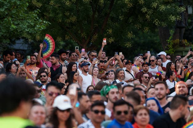 2026 National LGBTI Pride Parade in Madrid The atmosphere in the streets of Madrid during the 2026 National LGBTI Pride Parade on July 4, 2026, in Madrid, Spain. The 2026 National Pride Parade, under the slogan Take to the Streets with Pride: Dissent and Resistance, demands a National Pact against hate speech, the effective implementation of LGBTQ+ and trans laws, the criminalization of conversion therapies with prison sentences, and the recognition of non-binary and intersex people. JULY 4, 2026 PARADE Madrid, Madrid, Spain  Copyright: xMatiasxChiofalox 7644770