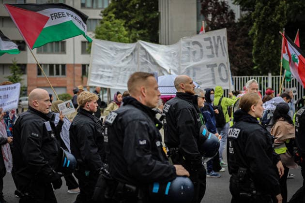 July 4, 2026, Berlin, Berlin, Germany: Berlin, Germany, July 4, 2026: Demonstrators take part in a pro-Palestinian march through central Berlin calling for an end to the war in Gaza, protection of medical workers, and the release of detained Palestinian doctor Hussam Abu Safiya. Participants carried Palestinian flags, banners and photographs during the demonstration. ZUMA Press Wire. Berlin Germany - ZUMAa268 20260704_zip_a268_020 Copyright: xAbdelrahmanxAlkahloutx