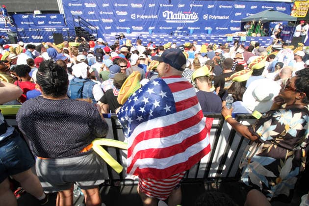 July 4, 2026, Brooklyn, New York, USA: Coney Island, New York July 4, 2026..Nathan s Hot Dog eating contest..The Nathan s Famous International Hot Dog Eating Contest is an annual American hot dog competitive eating competition held on July 4th... Miki Sudo ,& Joey Chestnut defended their tittles at the 2026 competition. Joey Chestnut ate 66 Hot Dogs and Miki Sudo ate 38.75 Hot Dogs. Brooklyn USA  - ZUMAct2_ 20260704_faf_ct2_064 Copyright: xBrucexCotlerx
