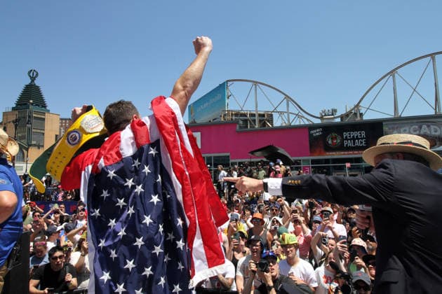 July 4, 2026, Brooklyn, New York, USA: Coney Island, New York July 4, 2026..Nathan s Hot Dog eating contest..The Nathan s Famous International Hot Dog Eating Contest is an annual American hot dog competitive eating competition held on July 4th... Miki Sudo ,& Joey Chestnut defended their tittles at the 2026 competition. Joey Chestnut ate 66 Hot Dogs and Miki Sudo ate 38.75 Hot Dogs. Brooklyn USA  - ZUMAct2_ 20260704_faf_ct2_069 Copyright: xBrucexCotlerx