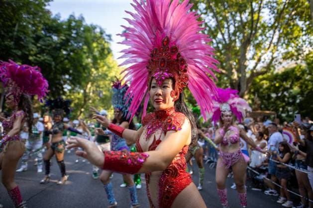 July 4, 2026, Madrid, Madrid, Spain: A woman participates in MADO 2026 on a street in the center of Madrid.Celebration of MADO, annual LGBT Pride parade through the center of Madrid, one of the largest and most important in Europe. Madrid Spain - ZUMAs197 20260704_aaa_s197_175 Copyright: xSOPAxImagesx