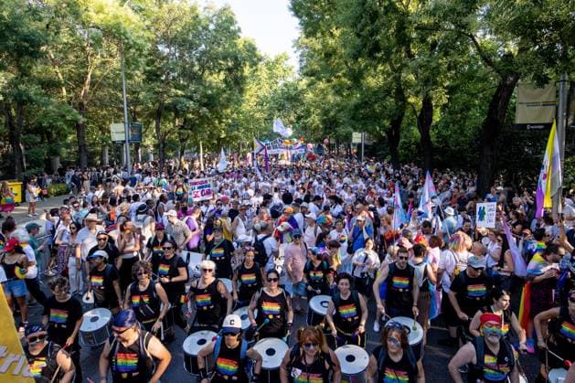 July 4, 2026, Madrid, Madrid, Spain: Hundreds of people participate in MADO 2026 on a street in the center of Madrid.Celebration of MADO, annual LGBT Pride parade through the center of Madrid, one of the largest and most important in Europe. Madrid Spain - ZUMAs197 20260704_aaa_s197_176 Copyright: xSOPAxImagesx