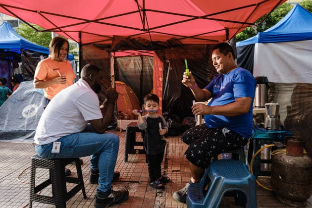 Evacuation of Venezuelan families continue after twin earthquakes CARACAS, VENEZUELA - JULY 4: Displaced Venezuelan families adjust to life inside temporary makeshift camps set up along the central Avenida Bolívar, near local museums, in Caracas, Venezuela, on July 4, 2026. Following the twin earthquakes, residents living in the state-subsidized Mision Vivienda housing complexes were urgently evacuated due to safety concerns. As emergency command continue processing requests for technical inspections, the displaced citizens await engineering assessments to determine whether their apartments are structurally sound for a safe return. Diko Betancourt Anadolu Caracas Venezuela. Editorial use only. Please get in touch for any other usage.  Copyright: x2026xAnadoluxDikoxBetancourtx