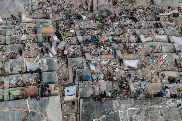 Aerial views reveal scale of devastation in Venezuela after twin earthquakes LA GUAIRA, VENEZUELA - JULY 4: An aerial view captures the catastrophic destruction across the Caraballeda and Caribe neighborhoods in the coastal city of La Guaira, Venezuela, on July 4, 2026, the area hardest hit by the recent 7.2 and 7.5 magnitude twin earthquakes. As emergency response teams continue searching the debris for survivors, the aerial footage underscores the severe impact of the disaster. Cem Tekkesinoglu Anadolu La Guaira Venezuela. Editorial use only. Please get in touch for any other usage.  Copyright: x2026xAnadoluxCemxTekkesinoglux