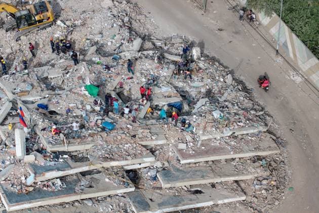 Aerial views reveal scale of devastation in Venezuela after twin earthquakes LA GUAIRA, VENEZUELA - JULY 4: An aerial view captures the catastrophic destruction across the Caraballeda and Caribe neighborhoods in the coastal city of La Guaira, Venezuela, on July 4, 2026, the area hardest hit by the recent 7.2 and 7.5 magnitude twin earthquakes. As emergency response teams continue searching the debris for survivors, the aerial footage underscores the severe impact of the disaster. Cem Tekkesinoglu Anadolu La Guaira Venezuela. Editorial use only. Please get in touch for any other usage.  Copyright: x2026xAnadoluxCemxTekkesinoglux