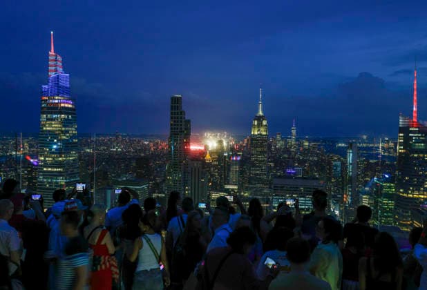 The Macy s 4th of July fireworks light up the night sky as part of the celebration of America s 250th anniversary as seen From the Top of the Rock Observation Deck at Rockefeller Center in New York City on Saturday, July 4, 2026.  NYP20260704951 JOHNxANGELILLO