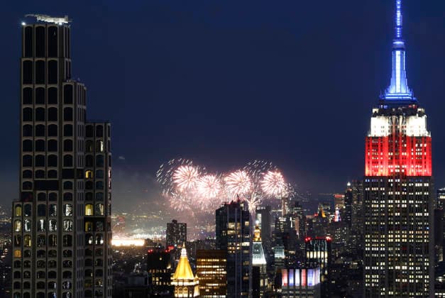 The Macy s 4th of July fireworks light up the night sky as part of the celebration of America s 250th anniversary as seen From the Top of the Rock Observation Deck at Rockefeller Center in New York City on Saturday, July 4, 2026.  NYP20260704953 JOHNxANGELILLO