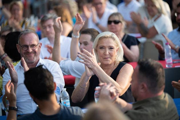 Marine Le Pen and Jordan Bardella at the RN party event La fete champetre - Lievin AJ President of Rassemblement National parliamentary group Marine Le Pen during a RN party event La fete champetre in Lievin, northern France on July 4, 2026. Photo by Alexis Jumeau ABACAPRESS.COM. Paris France  Copyright: xJumeauxAlexis ABACAx