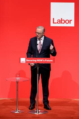 2026 NSW LABOR STATE CONFERENCE, Prime Minister Anthony Albanese talks during the the 2026 NSW Labor state conference in Sydney, Sunday, July 5, 2026. ( NO ARCHIVING SYDNEY NEW SOUTH WALES AUSTRALIA  Copyright: xSTEVENxMARKHAMx 20260705146989089691