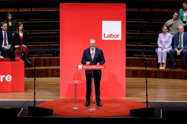 2026 NSW LABOR STATE CONFERENCE, Prime Minister Anthony Albanese talks during the the 2026 NSW Labor state conference in Sydney, Sunday, July 5, 2026. ( NO ARCHIVING SYDNEY NEW SOUTH WALES AUSTRALIA  Copyright: xSTEVENxMARKHAMx 20260705195234872749