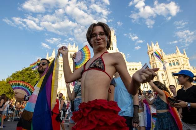 Madrid, pride 2026 A woman participates in MADO 2026 on a street in the center of Madrid Celebration of MADO, annual LGBT Pride parade through the center of Madrid, one of the largest and most important in Europe. MADRID Spain Copyright: xDavidxCanalesx xSOPAxImagesx David-Canales-1438711