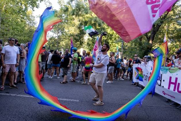 Madrid, pride 2026 A person juggles a multicolored ribbon during MADO 2026 on a street in the center of Madrid. Celebration of MADO, annual LGBT Pride parade through the center of Madrid, one of the largest and most important in Europe. MADRID Spain Copyright: xDavidxCanalesx xSOPAxImagesx David-Canales-1438727