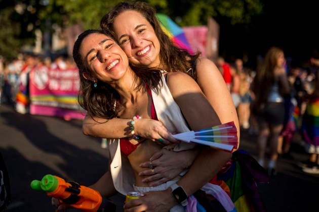 LGBTI+ Pride March in Madrid - 04 Jul 2026 Two women embrace during the 2026 LGBTI+ Pride March, under the slogan Take to the streets with pride! Dissent and resistance, along the Paseo del Prado in Madrid. Madrid Spain Copyright: xLuisxSotox xSOPAxImagesx LSOTOMLGTBI10