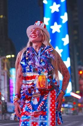 Celebrating America’s 250th anniversary NEW YORK CITY, UNITED STATES - JULY 4: A New Yorker dresses for 4th of July Independence Day celebration on July 4, 2026. The largest fleet of the world s magnificent tall ships sailed into New York Harbor and saluted the Statue of Liberty to celebrate America s 250th birthday. Selcuk Acar Anadolu New York United States. Editorial use only. Please get in touch for any other usage.  Copyright: x2026xAnadoluxSelcukxAcarx