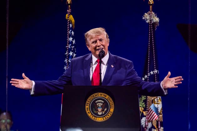 July 4, 2026, Washington, District Of Columbia, USA: US President Donald Trump speaks during the Salute to America 250 celebration on the National Mall in Washington, DC, USA, 04 July 2026. The fireworks display that followed the presidentÃ¢â‚¬â ¢s speech is reportedly the largest in history, with 850,000 shells launched over 40 minutes Washington USA  - ZUMAs152 20260704_faa_s152_041 Copyright: xJimxLoScalzox-xPoolxviaxCNPx