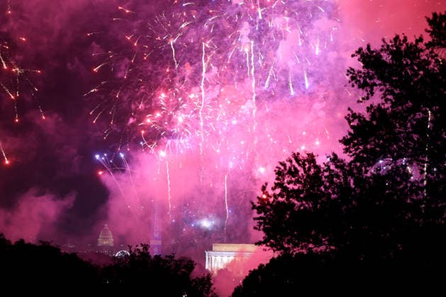 July 4, 2026, Washington, District Of Columbia, USA: A view of the fireworks across the Potomac River, with the United States Capitol building, Washington Monument and the Lincoln Memorial. Washington USA  - ZUMAg247 20260704_znp_g247_002 Copyright: xGagexSkidmorex