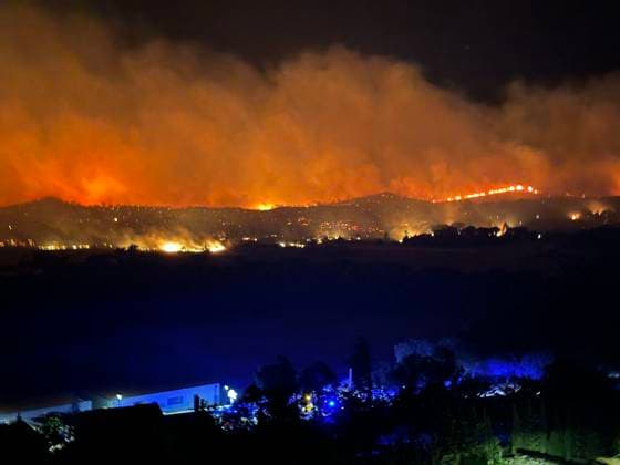 Huge fire broke out on Trevillach - Pyrenees-Orientales Huge fire broke out on the territory of the commune of Trévillach, on the outskirts of Montalba-le-Château, (Pyrénées-Orientales) about 35 kilometres from Perpignan on July 4, 2026. Photo by Geyres-Castoldi ABACAPRESS.COM Montalba-le-Château France  Copyright: xCastoldixIsabelle ABACAx