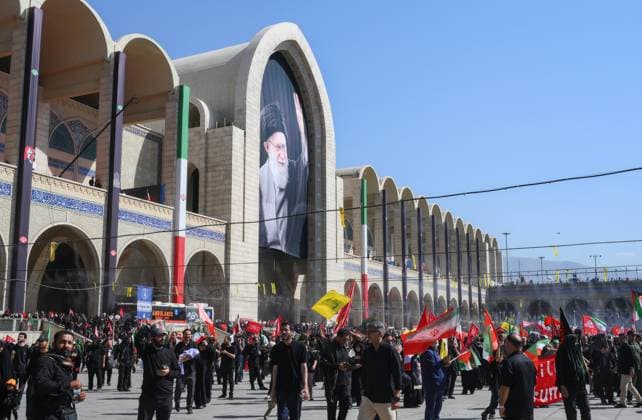 Iran Late Supreme Leader Funeral Rites 9200112 05.07.2026 People attend a public farewell ceremony to pay their respects to late Supreme Leader Ayatollah Ali Khamenei, who was killed on February 28 in Israeli and U.S. airstrikes, at the Imam Khomeini Grand Mosalla, in Tehran, Iran. Ilya Pitalev Sputnik Tehran Iran  Copyright: xIlyaxPitalevx
