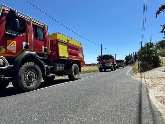 Firefighters Battle Huge Fire Near Montalba-le-Chateau - Trevillach A huge fire breaks out on the territory of the commune of Trevillach, on the outskirts of Montalba-le-Chateau in the Pyrenees-Orientales, about 35 kilometres from Perpignan, France on July 5, 2026, as firefighters with their vehicles and helicopters, including an AS350 Ecureuil, intervene to try to extinguish the enormous blaze. Photo by Geyres-Castoldi ABACAPRESS.COM Trévillach France  Copyright: xCastoldixIsabelle ABACAx