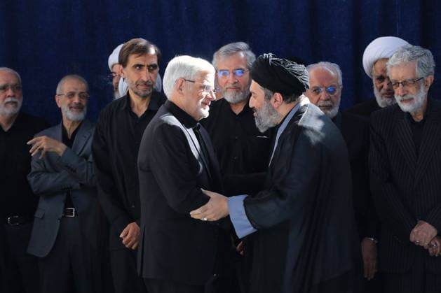 Farewell ceremony held in Tehran for Iran s former leader Khamenei TEHRAN, IRAN - JULY 5: ( RESTRICTIONS: NO Access Israel Media Persian Language TV Stations Outside Iran Strictly No Access BBC Persian VOA Persian Manoto TV Iran International TV ) (----EDITORIAL USE ONLY - MANDATORY CREDIT - IRANIAN LEADER PRESS OFFICE HANDOUT - NO MARKETING NO ADVERTISING CAMPAIGNS - DISTRIBUTED AS A SERVICE TO CLIENTS----) Iranian President Masoud Pezeshkian, along with senior political and military officials and religious leaders, attends the funeral ceremony held for former Iranian Supreme Leader Ali Khamenei, who was killed during attacks launched by the United States and Israel on Feb. 28, at the Imam Khomeini Mosalla Mosque in Tehran, Iran, on  Copyright: x2026xAnadoluxIranianxLeaderxPressxOffice Handoutx