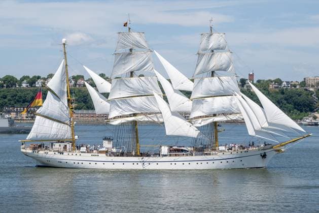 RECORD DATE NOT STATED New York City Celebrates 4th Of July (NEW) New York City Celebrates 4th Of July. July 04, 2026, New York, New York, USA: The Gorch Fock (Germany) sails during the Sail4th 250 Tall Ships Parade along the Hudson River on July 04, 2026 in New York City. (Credit: M10s TheNews2)(Foto: M10S Thenews2 imago images) New York City Celebrates 4th Of July  Copyright: xM10sx